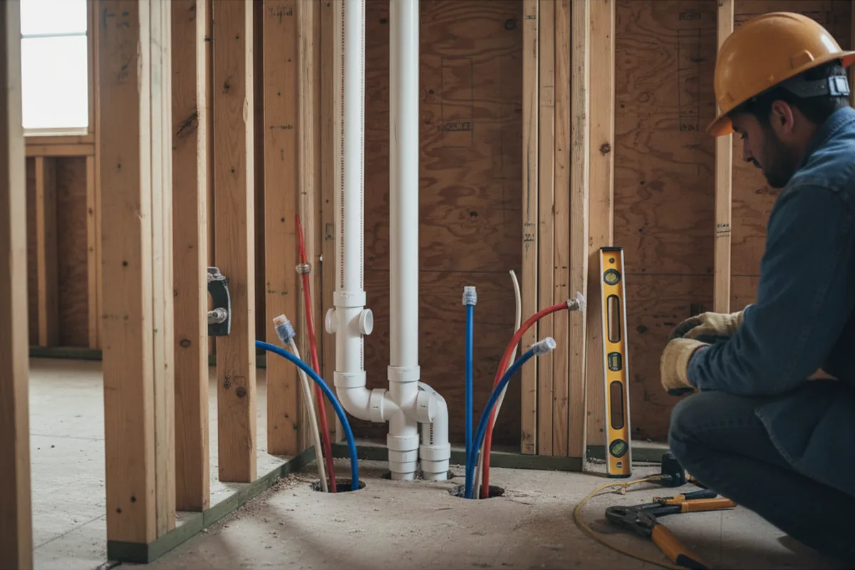 Drain and supply rough-in during Toilet Repair and Installation in Oakford