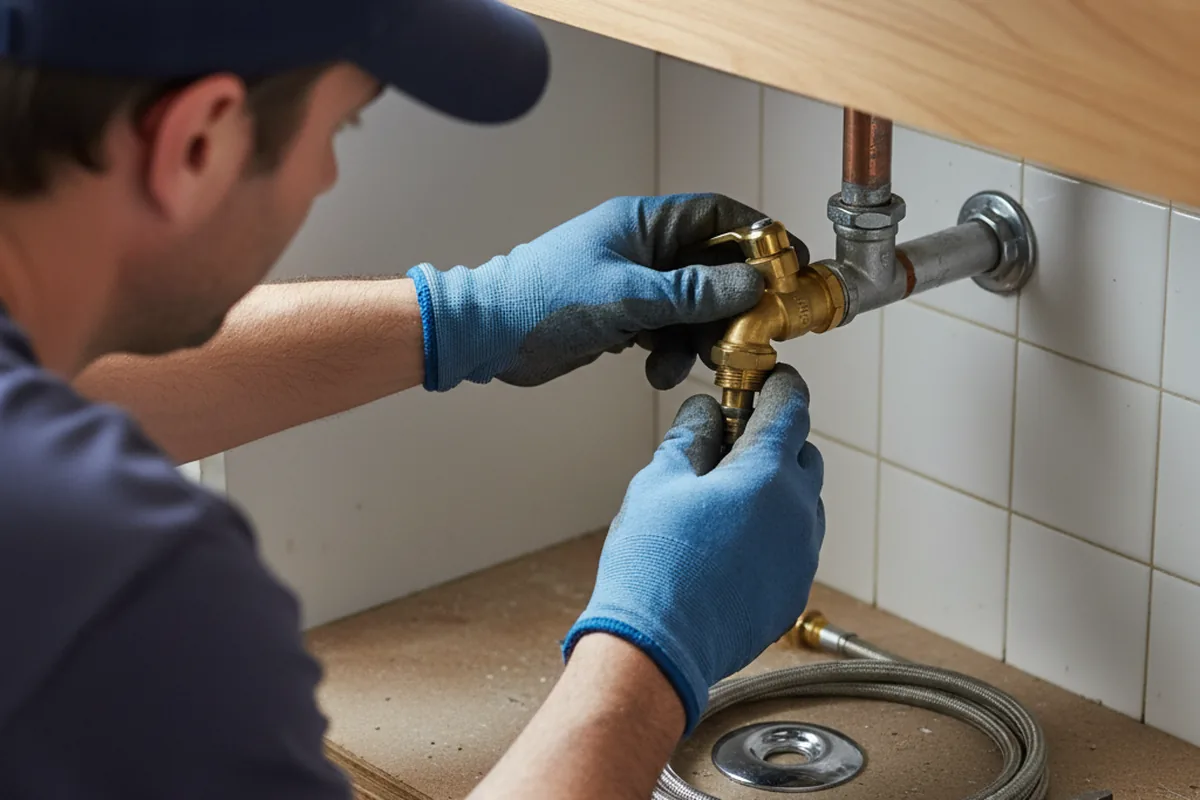 Shutoff valve and fitting work during Burst Pipe Repair in Oakford